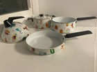 Vintage Kids Children s Tin Enamelware Cooking Set Food Kitchen Pretend Play
