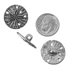 10 Sand Dollar Shank Buttons 19x18mm Silver Metal Sewing Beads For Ocean Jewely