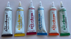 Tri-chem Liquid Embroidery Lot 6 Tubes Paint  Red Blue Yellow Orange Green Brown