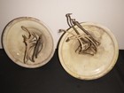 2 Vintage Porcelain Flush Ceiling Floral Relief Design   Light Fixture Ceramic