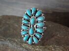 Navajo Indian Jewelry Sterling Silver Turquoise Cluster Ring Size 6 1 2 - Begay