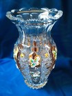 Czech Bohemia Crystal Glass - Cut Crystal Vase 26cm Decorated Gold And Ename