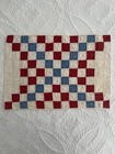 Antique 1900s Vintage Patriotic Red White Blue Table Quilt 19x13 Hand Pieced