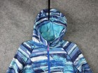 Luluelmon Ivivva Hooded Jacket Girl 14 Blue Striped Full Zip  Thumbholes Logo