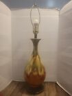 Vintage Ceramic Bottle Lamp Orange White Green Drip Glaze Table Lamp Mcm Large 