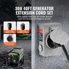 30 Amp Generator Cord And Power Inlet Box 40 Ft Nema L14-30p l14-30r Stw