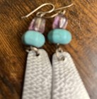Vintage Sterling Silver Dangle Earrings Patterned Teardrop   Amethyst Turquoise