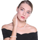 Freshwater Cultured Pearl Necklace Set Includes Stunning Bracelet And Stud Earri