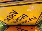 Vintage  narrow Bridge Ahead  Highway Road street Sign - 30 X 30     Yellow