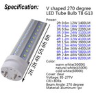 V Shape Led Tube Bulb 2ft 3ft 4ft 5ft 6ft T8 G13 Light Retrofit Fluorescent Lamp