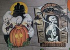 Lot Of 8 Vtg Beistle Halloween Cardboard Decorations Pumpkins Skeleton Ghosts