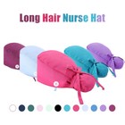 Surgical Scrub Cap Doctor Nurse Solid Bouffant Hat Adjustable Long Hair Style