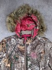 Realtree Camo Jacket Womens Medium Pink Parka Hooded Faux Fur Trim Y2k 