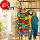 20in Xl Parrot Bird Toy Natural Wood Blocks Chew Foraging Cage Toy Macaw - Us