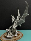 Rawcliffe Pewter Winged Mother Dragon Horned Baby Egg Agate Quartz Art Figurine