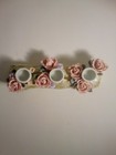 Vintage Ceramic Rose Candle Holder White pink Three Taper 7 1 2   L  Cottagecore