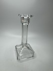 Crystal Glass Candlestick Holder Clear Square Base Elegant Table Decor
