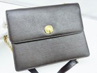 Good Condition Chloe Round Logo Vintage Chain Shoulder Bag Embossed Brown Gold