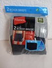 Men s Hanes 2 Boxer Briefs Tagless Soft   Breathable Black Grey Size Xl 