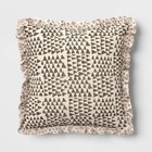 Square Block Print Reversible Pillow With Ruffle Trim Green - Threshold