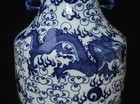 Old Chinese Blue   White Porcelain Vase W  Dragon Kangxi Mk Th2570
