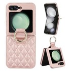For Samsung Galaxy Z Flip 5 Case With Ring  Premium Leather Back Rose Gold