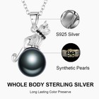 Pearl Cat moon Pendant Necklace 925 Sterling Silver Plated Jewelry Gift Women