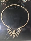 Vintage 1980s Mexican Sterling Silver Turquoise Inlay Fringe Collar Necklace 17g