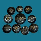 Victorian Black Glass Pictorial Buttons  Gold Luster rat ship chariot herron