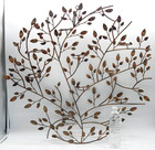 Vtg Metal Mid Century Modern Tree Bronze Candle Holder Large Wall Sculpture