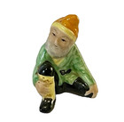 Vintage Christmas Pixie Elf Gnome Miniature Bisque Porcelain Figurine 1950s 1 5 