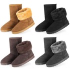 Women s Waterproof Mid-calf Snow Boots With Faux Suede And Warm Fur Lining