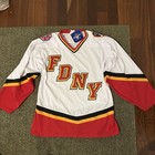 Vintage Fdny Fire Department Of New York White Ice Hockey Jersey - Bnwt - Size M