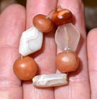 Ancient Excavated Agate Stone Diamond   Roundish Shaped Beads Mali African Trade