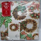 Vintage Nos Christmas Wrapping Paper Wreath Holly Bells Gift Wrap Sheets Unused