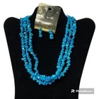 Vintage Esmor Faux Turquoise 3 Strand Necklace And Matching Earrings