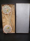 Rare Ooak Vintage Mirror   Swans Down Puff Wand Set   1920 s 