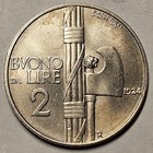 Italy  2 Lire  1924r  Brilliant Uncirculated  Beautiful Coin  Nickel