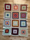 Vintage Crochet Afghan Blanket Throw Multicolor 70s Granny Square 42  X 52 