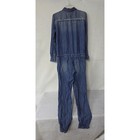 Etienne Marcel Denim Jumpsuit Long Sleeve Button Up Utility Pants Size Large