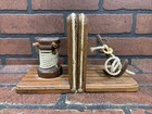 Vintage Pair Of Nautical Iron Anchor   Rope Wood Bookends