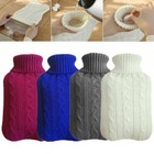 2l Large Natural Rubber Hot Water Bottle Bag Faux Fur Fleece Knitted Warm Cover
