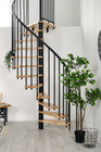 Indoor Spiral Staircase Beech Wood Step Pvc Handrail 12-step Kit Smaller Step