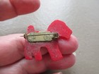 Antique Vintage Art Deco Old Retro Cute Red Glass Scottie Terrier Dog Brooch Pin