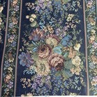 Roses Romantic Victorian Stripe Blue Upholstery Fabric Tapestry Traditional 2 Yd