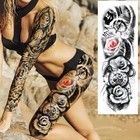 20 Sheets Colored Rose Flower Full Arm Temporary Tattoos For Men Women Thigh 