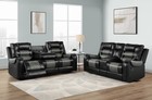 New Two-tone 2pc Black Sofa Loveseat 4-recliner Rustic Leather Living Room Set