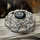 New Solid Sterling Silver Onyx Celtic Knot Brooch Irish Scottish Ladies Pin 925