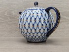 Lomonosov Lfz Cobalt Net Russian Porcelain Teapot Gold Gilt Made In Russia