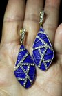 Dazzling Blue Enamel   Crystal Vintage Earrings 